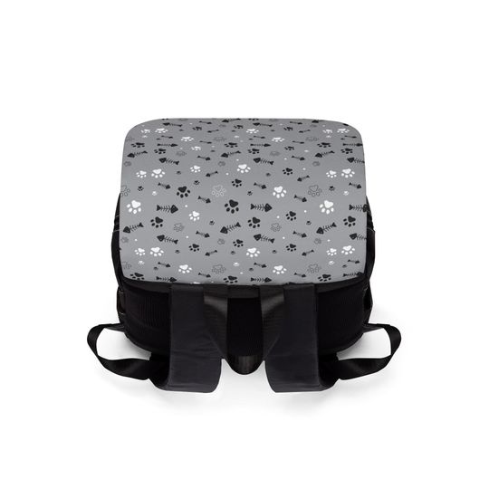 Gray Paws Unisex Casual Shoulder Backpack, Dog Unisex Casual Shoulder Backpack