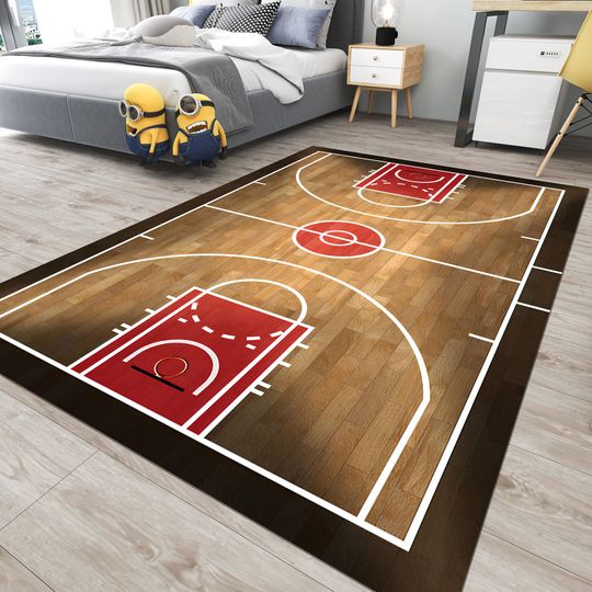 Basketball Court Rug, Boys Room Decor, Personalized Sport Rug