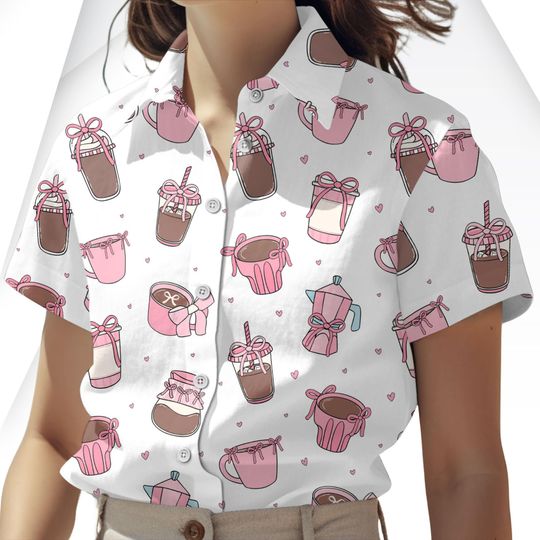 Pink Chocolate Cup Women's Short Sleeve Blouse
