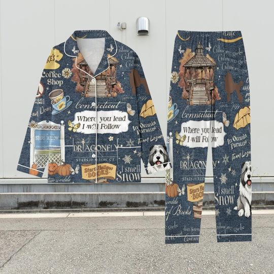 Stars Hollow Pajamas Set, Dragonfly Inn Matching Pajamas, Luke Coffee Diner Holiday Family PJs, Cozy Stars Hollow Christmas Pajamas