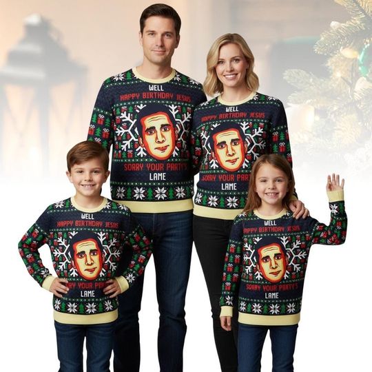 Comedy Christmas Ugly Sweater, Happy Birthday Jesus Sweater, Funny Party Gift for Men Women, Xmas Holiday Gift