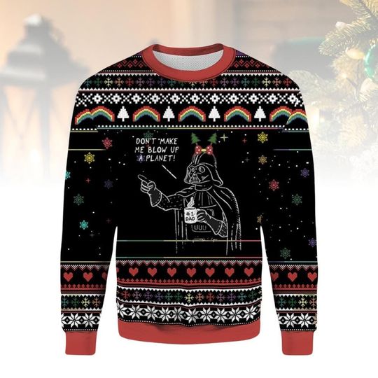 Star Wars Ugly Christmas Sweater, Darth Vader Sweater Holiday Gift for Men Women, Darth Vader Xmas Sweater, Movie Fan Gift