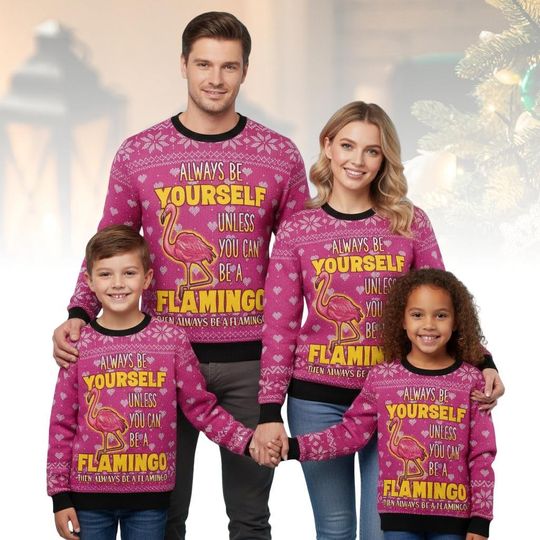 Flamingo Ugly Christmas Sweater, Funny Flamingo Sweater, Xmas Holiday Gift, Pink Flamingo Sweater Women, Animal Lover Sweater