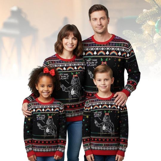 Star Wars Ugly Christmas Sweater, Darth Vader Sweater Holiday Gift for Men Women, Darth Vader Xmas Sweater, Movie Fan Gift