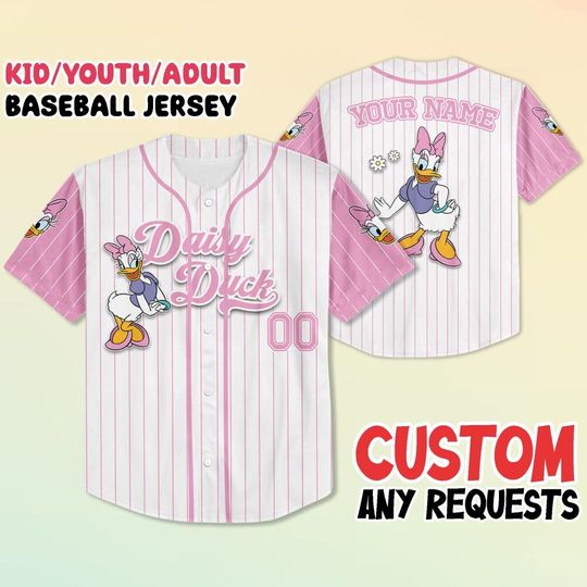 Personalized Disney Daisy Duck Baseball Jersey, Custom Disney Daisy Duck