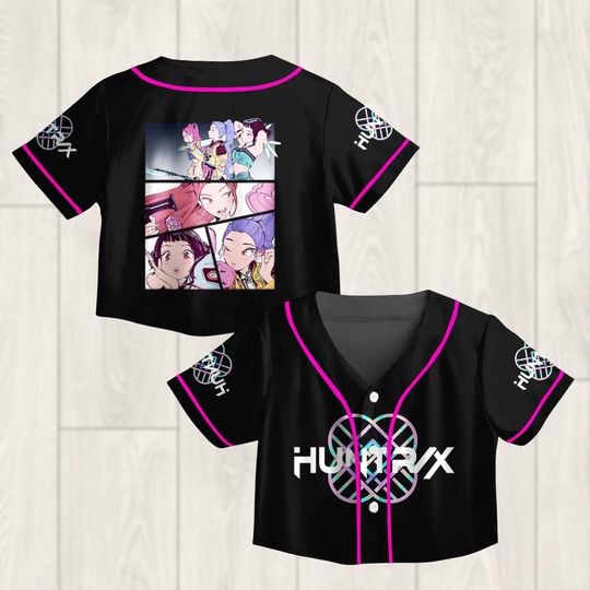 Huntrix Hunter Croptop Baseball Jersey, Kpop Demon Hunter Jersey Shirt