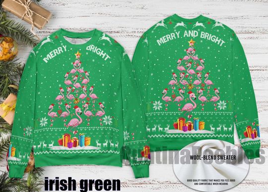 Flamingo Ugly Christmas Sweater, Funny Holiday Sweater With Festive Flamingo, Ugly Christmas Sweater, Xmas Sweater, Gift For Men Women