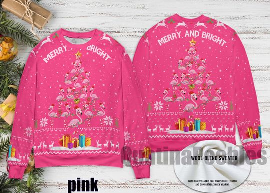 Flamingo Ugly Christmas Sweater, Funny Holiday Sweater With Festive Flamingo, Ugly Christmas Sweater, Xmas Sweater, Gift For Men Women