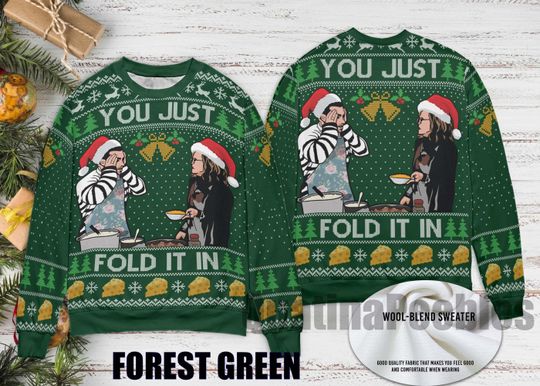 You Just Fold It In Meme Christmas Ugly Sweater, Schitts Creek Tv Show Sweater, Funny Xmas Sweater, Kid Adult Sweater, Xmas Gift