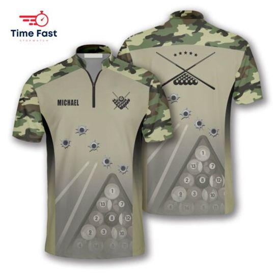 Camouflage Gun Holes Custom Billiard Jerseys for Men