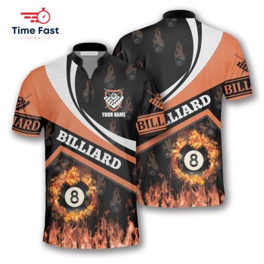 Billiard Fire Flame Orange Custom Billiard Jerseys for Men