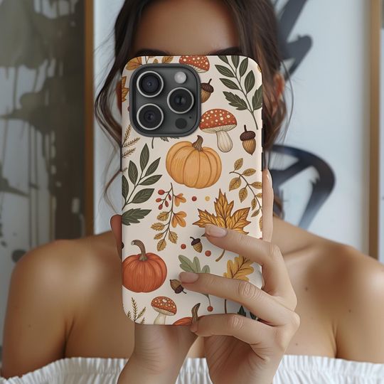 Autumn Pumpkin and Mushroom Phone Case