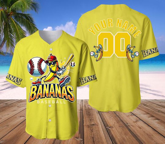Custom Funny Banana Baseball Jersey, Let's Go Bananas Shirt