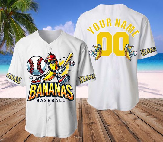 Custom Funny Banana Baseball Jersey, Let's Go Bananas Shirt