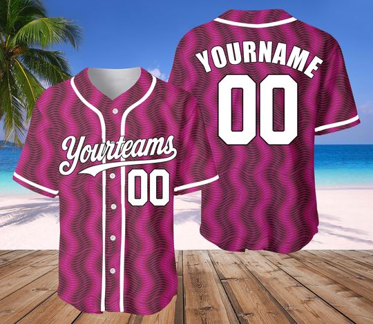 Custom Pink White-Black Sublimation Baseball Jersey, Printed Name Number and Logo
