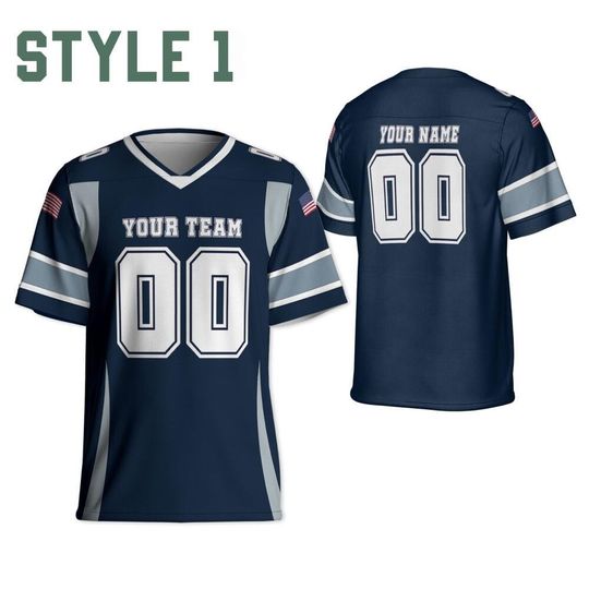 Custom Team Cowboy Football Jersey navy and white jersey, Personalized Name & Number Free Style Jersey, Game Day Outfit
