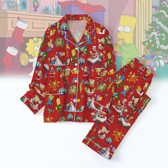Simpsons Christmas Pajamas Set, Homer Simpson Cartoon Pajamas Family, Xmas Holiday Matching Pjs, Xmas Sleepwear Gift