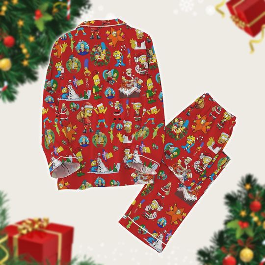Simpsons Christmas Pajamas Set, Homer Simpson Cartoon Pajamas Family, Xmas Holiday Matching Pjs, Xmas Sleepwear Gift