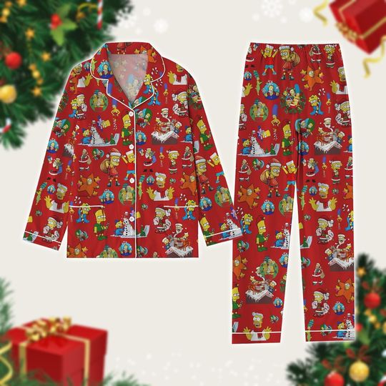 Simpsons Christmas Pajamas Set, Homer Simpson Cartoon Pajamas Family, Xmas Holiday Matching Pjs, Xmas Sleepwear Gift
