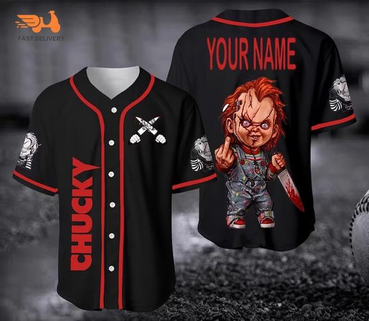 Personalized Chucky With Knife Horror Movie Killer Baseball Jersey Shirt