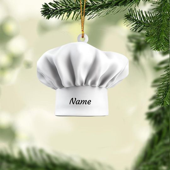 Personalized Chef Hat Ornament, Chef Christmas Ornament, Cooking Ornament, Restaurant Kitchen Ornament, Baker Ornament Gift