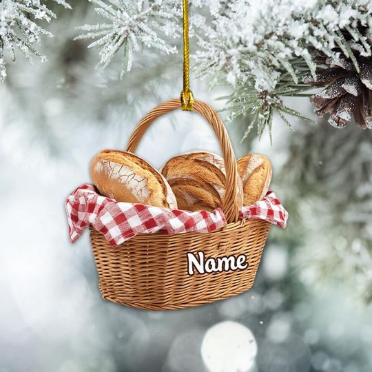 Personalized Bread Basket Christmas Ornament, Bread Christmas Ornament, Baker Ornament Gift, Baking Ornament, Bakery Ornament