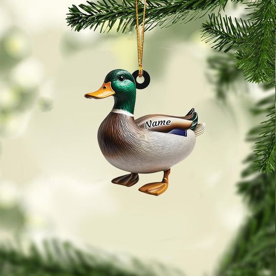 Personalized Mallard Duck Christmas Ornament, Hunting Duck Christmas Ornament, Hunting Season Gift Decor, Hunter Ornament Gift