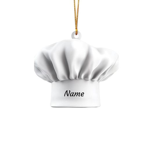 Personalized Chef Hat Ornament, Chef Christmas Ornament, Cooking Ornament, Restaurant Kitchen Ornament, Baker Ornament Gift