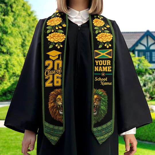 Personalized Jamaica American Stole, Jamaica Graduation Stole, Jamaica Stole Graduation Class Of 2026, Jamaica Graduation Sash