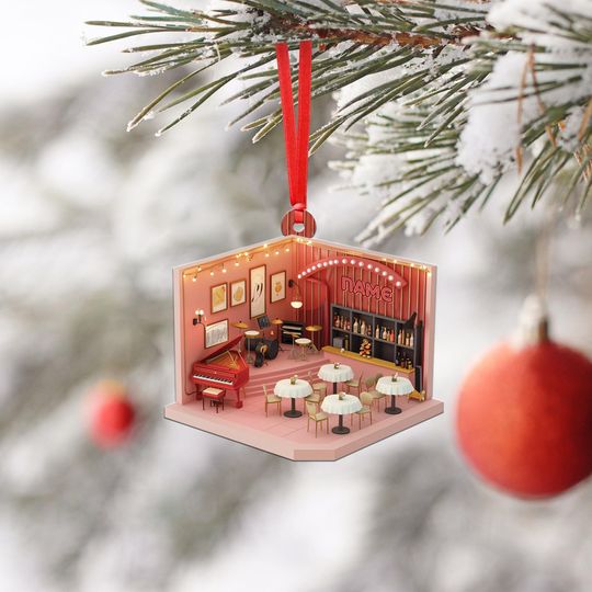 Custom Music Room Christmas Ornament, Music Room Ornament, Bar Ornament, Musician Ornament Gift, Music Studio Decor