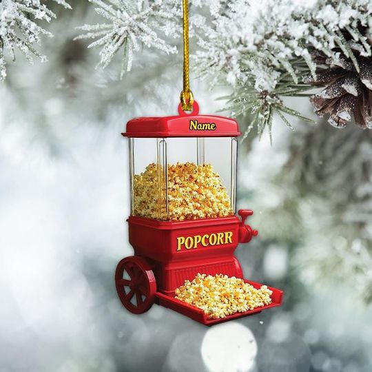 Personalized Popcorn Machine Ornament, Popcorn Maker Christmas Ornament, Popcorn Lovers Ornament Gift, Popcorn Holiday Ornament