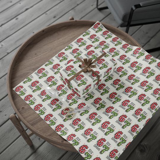 67 Christmas Wrapping Paper, Six Seven Number Gift Wrap, Retro Holiday Lights Wrapping Sheet, Fun Christmas Gift Wrap Roll