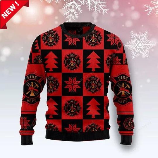 Firefighter 3D Christmas Sweater - Courage, Honor, and Service Design