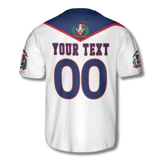 Personalized Dominican Baseball Jersey, Custom Text & Number Button Up Shirt