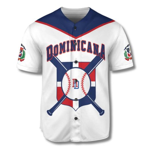 Personalized Dominican Baseball Jersey, Custom Text & Number Button Up Shirt