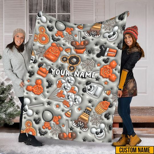 Fall Vibes Blanket, Halloween Disney Snack Mickey Blanket, Halloween Spooky Blanket