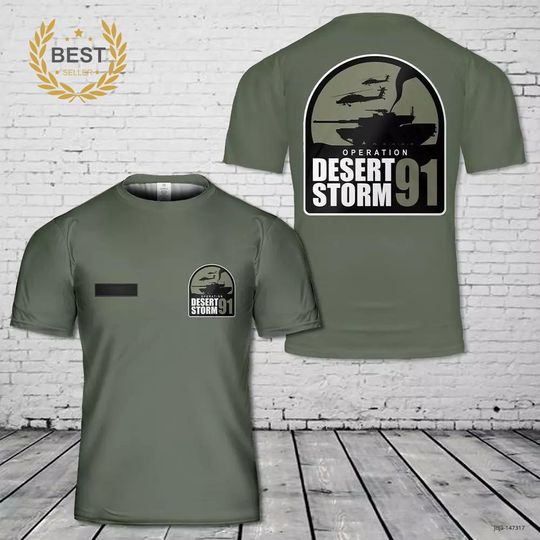 Custom Name US Army Operation Desert Storm 1991 T-Shirt Polyester Veteran Shirt