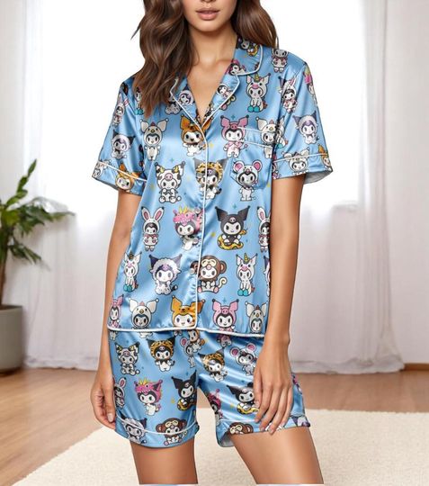 Kuromi Kawaii Pajama Shorts Set