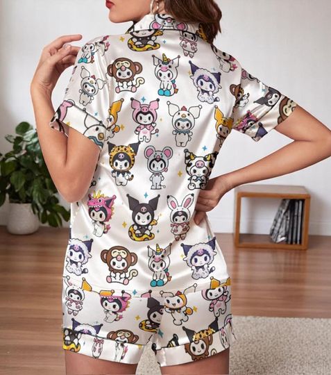 Kuromi Kawaii Pajama Shorts Set