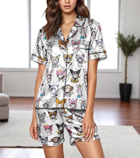 Kuromi Kawaii Pajama Shorts Set
