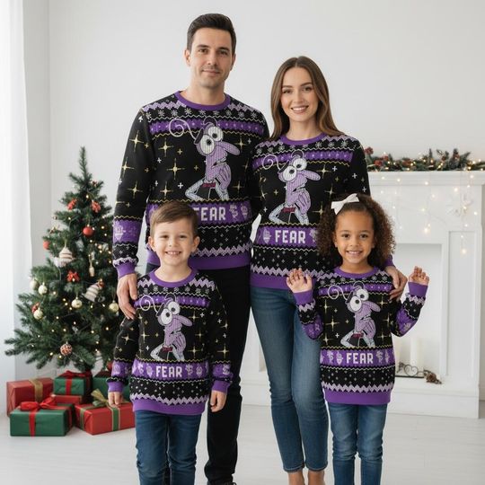 Inside Out Fear Christmas Ugly Sweater, Joy  Holiday Sweater, Xmas Gift