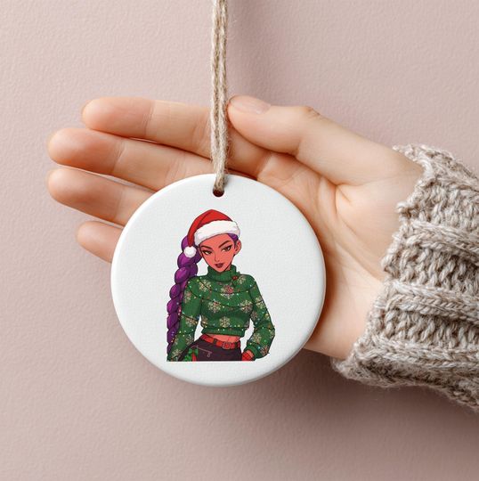 Stylist KPOP Demon Hunter Ceramic Ornament, Personalized Demon Hunter Ceramic Keepsake, Home Decoration for Her, Printed 2 Sides