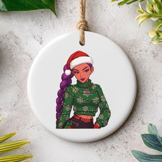 Stylist KPOP Demon Hunter Ceramic Ornament, Personalized Demon Hunter Ceramic Keepsake, Home Decoration for Her, Printed 2 Sides