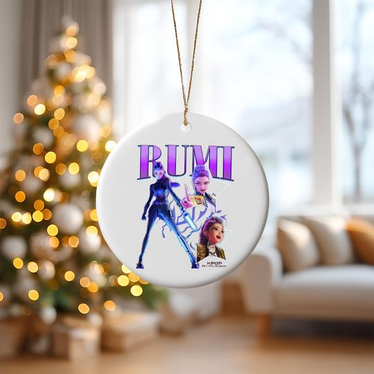 Personalized Name Huntrix Rumi Ornament, KPOP Christmas Keepsake, Demon Hunters Custom Ceramic Ornament, Printed 2 Sides