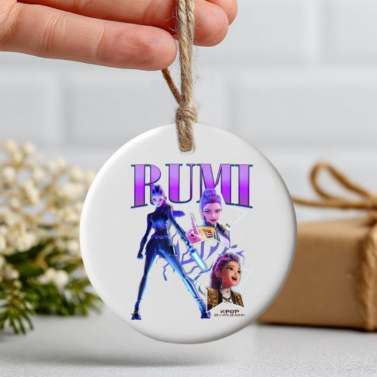 Personalized Name Huntrix Rumi Ornament, KPOP Christmas Keepsake, Demon Hunters Custom Ceramic Ornament, Printed 2 Sides