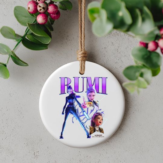 Personalized Name Huntrix Rumi Ornament, KPOP Christmas Keepsake, Demon Hunters Custom Ceramic Ornament, Printed 2 Sides