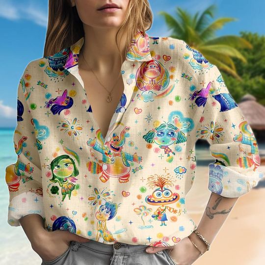 Inside Out Disney Button-up Blouse for Women