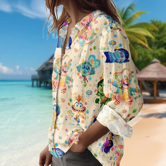 Inside Out Disney Button-up Blouse for Women