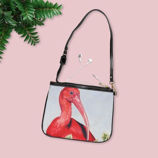 Scarlet Ibis Small Shoulder Bag, Vintage Shoulder Bag, Gift for Her, Small Shoulder Bag for Women