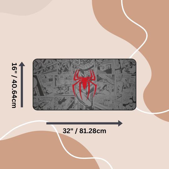 Spiderman Comic Gaming Mousepad Desk Mat, Non-Slip Base, Large Mousepad, High Performance, Office Decor, Desk Accessory